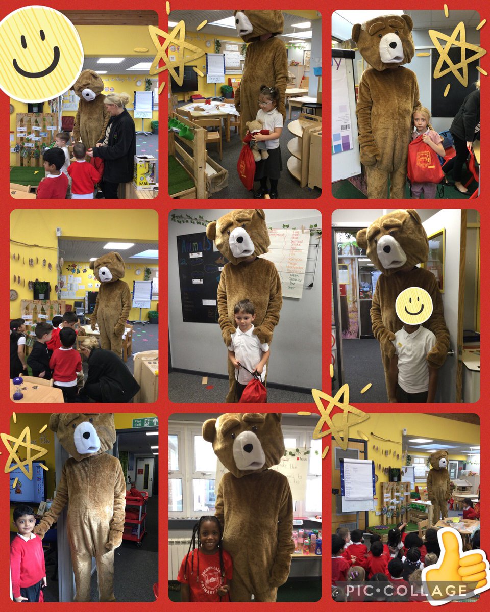 cashprimary's tweet photo. JC Ted loved visiting children in EYFS and Lower School to celebrate their amazing attendance #TheJCWay https://t.co/eHkgoKNGVj