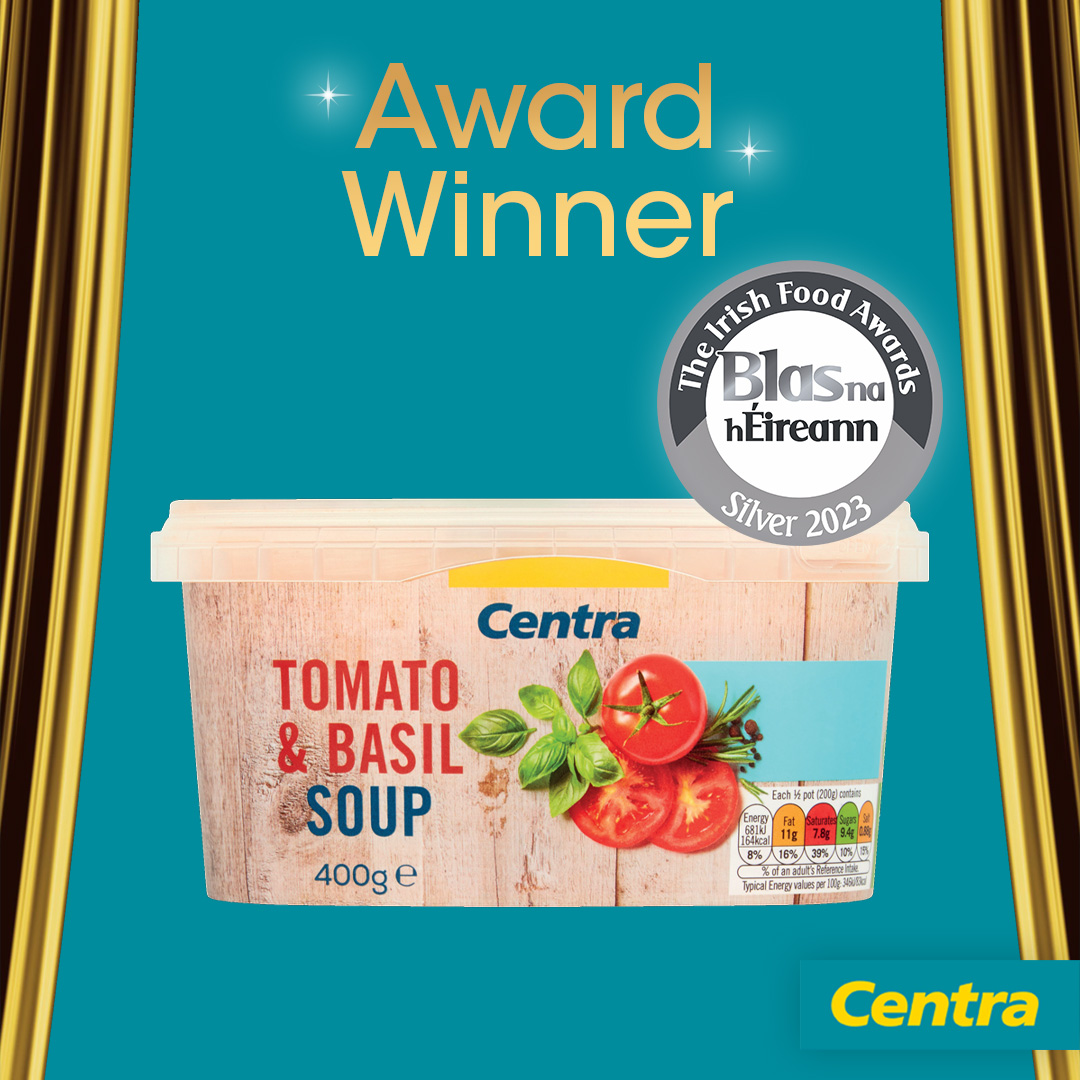 Award-winning soup for the season ahead🤩 Centra Tomato & Basil Soup by Ballymaguire Foods picked up Silver at @BlasNahEireann 2023 🙌 #Blas2023 #Centra #Irish