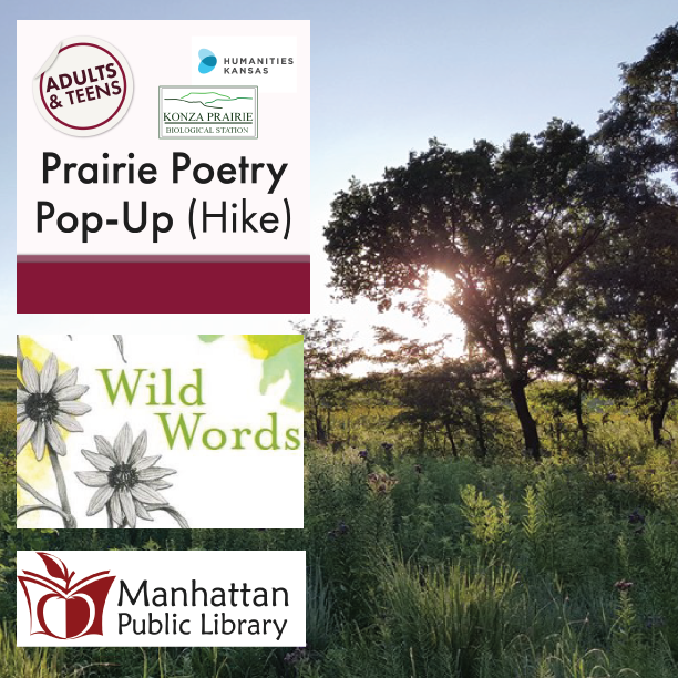 ManhattanPL's tweet photo. Join us Wednesday, Oct. 4, 6-8 p.m. at the Konza Prairie Nature Trail start for a special Prairie Poetry Pop-up walk! We'll talk about poetry and the natural history of the our Flint Hills home. https://t.co/QWyK6SzdSJ