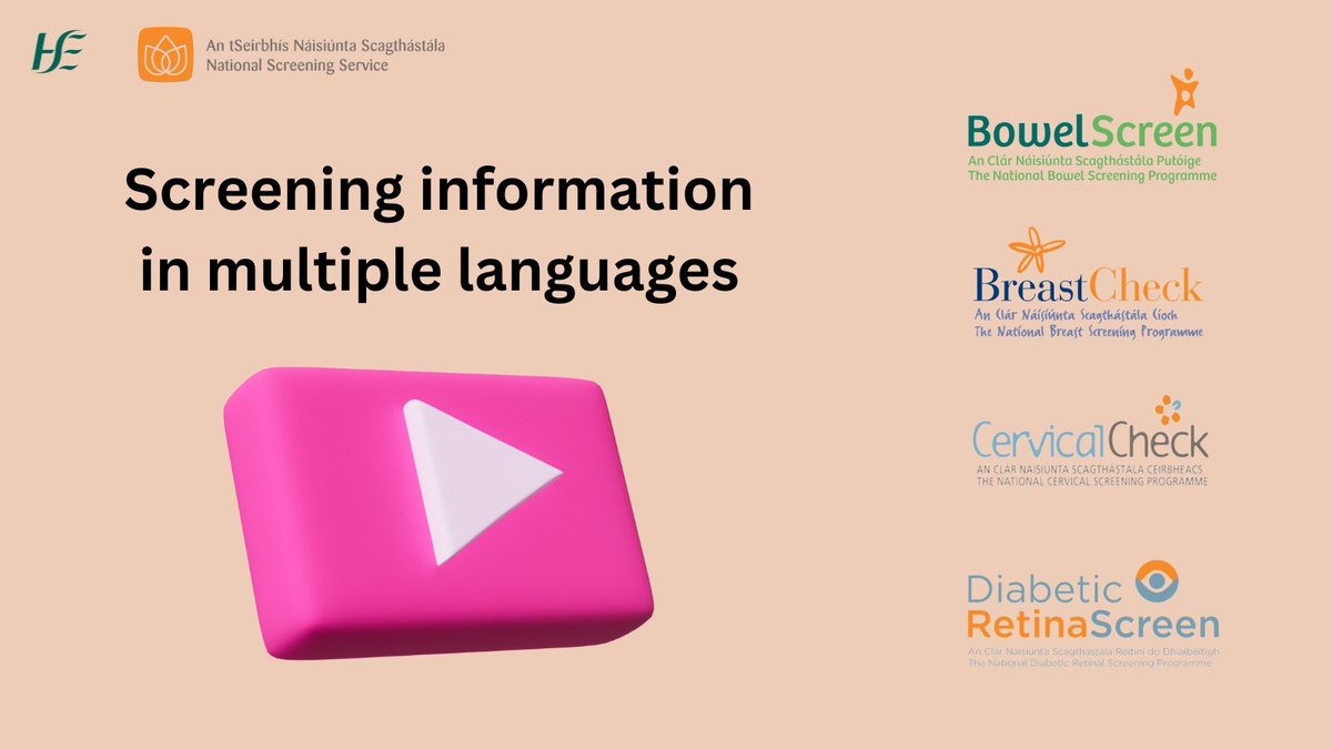 National Screening Service (@nsshse) on Twitter photo Today is #InternationalTranslationDay. Our work with <a href="/TranslateIrl/">Translate Ireland</a> (now part of <a href="/DCULangServices/">DCULanguage Services</a>) has enabled us to communicate with more people across Ireland's diverse communities by providing #screening information in multiple languages.
➡️ bit.ly/3MSm9Q0 Today is #InternationalTranslationDay. Our work with <a href="/TranslateIrl/">Translate Ireland</a> (now part of <a href="/DCULangServices/">DCULanguage Services</a>) has enabled us to communicate with more people across Ireland's diverse communities by providing #screening information in multiple languages.
➡️ bit.ly/3MSm9Q0