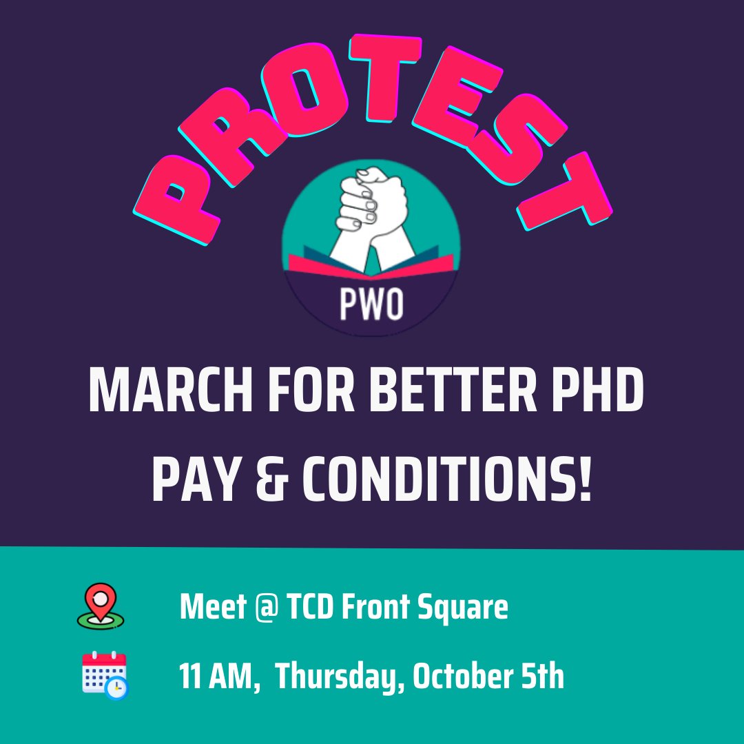 The new living wage standard for Ireland has been revealed. Living wage = €14.80 per hour. Typical PhD wage = €7.88 per hour or less. How are we expected to survive? @SimonHarrisTD Join us in protest next Thursday! October 5th. #ResearchIsWork
