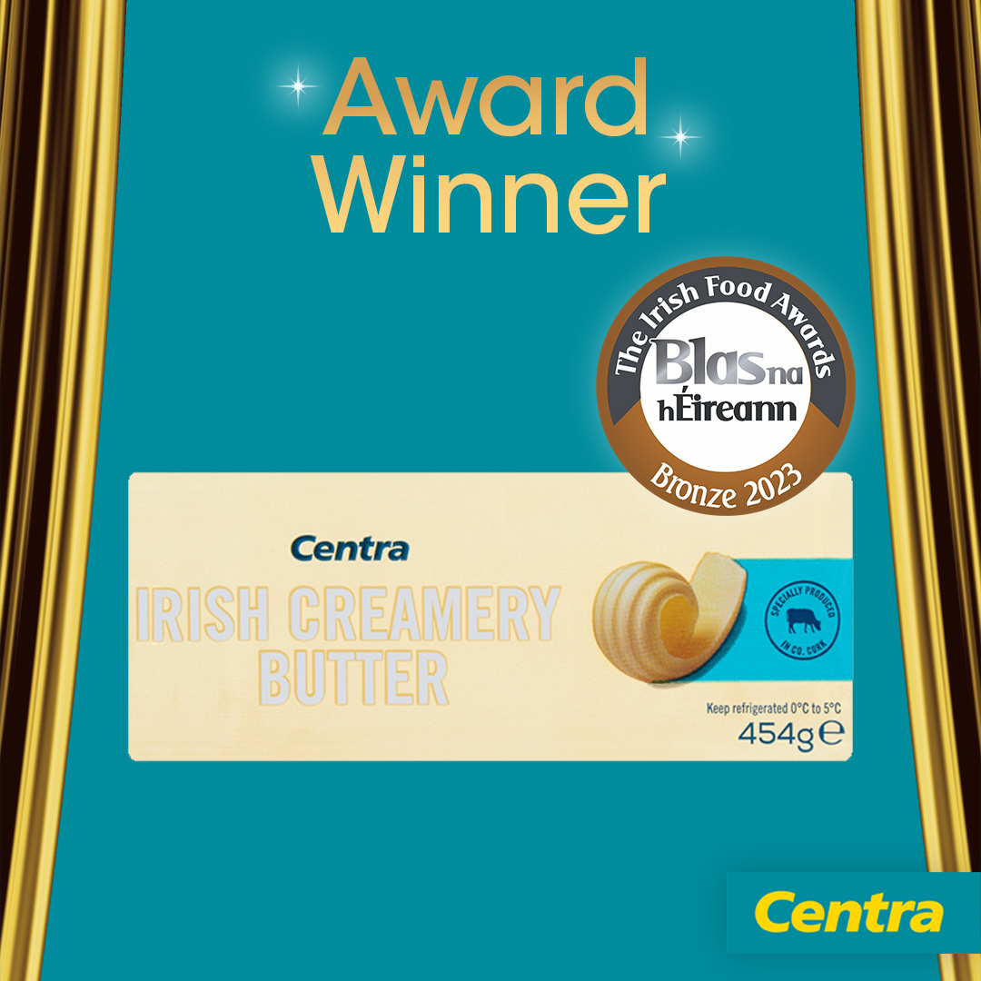 Your toast deserves award-winning butter 😋 Centra Irish Creamery Butter supplied by the wonderful North Cork Co-Op WINS bronze at #Blas2023 👏 @BlasNahEireann #Irish #Cork #Butter #Centra #Dingle