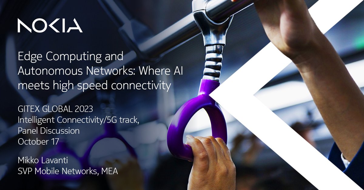 nokiaindustries's tweet photo. See Mikko Lavanti @itnavalokkim, SVP Mobile Networks MEA #Nokia participate on the #EdgeComputingand Autonomous Networks: Where #AI meets high-speed connectivity panel at #GITEXGLOBAL Dubai on Oct 17. #5G
Visit our booth, H21-C20 @GITEX_GLOBAL Oct 16-20: https://t.co/v9Vl7NlaD9 https://t.co/uVqR9yYrca