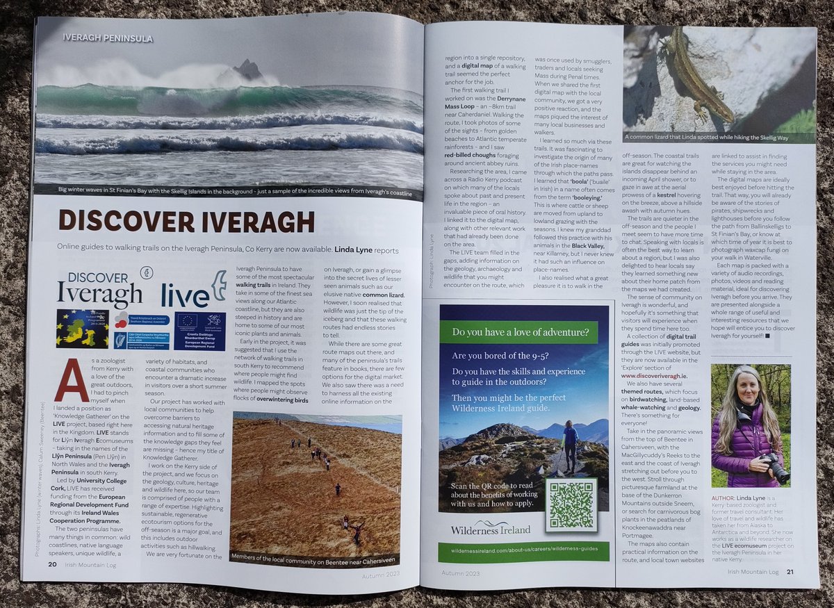 We're delighted to be featured in the Autumn Issue of the Irish Mountain Log, a great publication from <a href="/MountainIrl/">Mountaineering IRL</a>, highlighting some of the digital guides and walking trails listed on our new website: discoveriveragh.ie  #Iveragh #EUIrelandWales