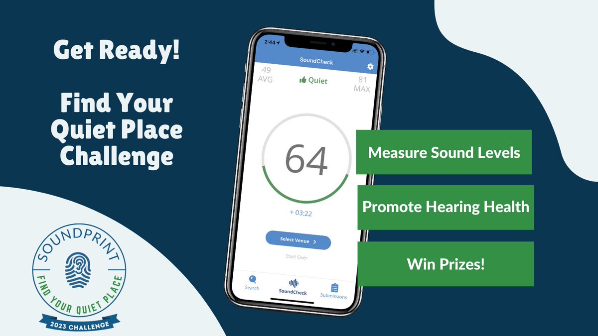 Get your decibel meter ready for SoundPrint's FYQP Challenge! Measure sound levels Promote hearing health Win prizes! Oct 1 till the end of the month, ALL SoundChecks submitted by registered participants will be eligible to win prizes Register soundprint.co/fyqp-challenge…