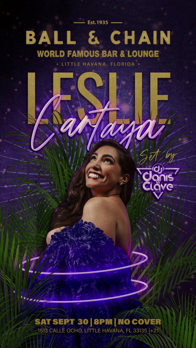 BallAndChainBar's tweet image. TGIF!

TODAY: #LiveSalsa noon to 6 p.m., #LiveJazz 6 to 9, then @MiamiBoheme Night with DJ Ozz + #LiveMusic by Zarabanda

TOMORROW: #LaPachanga ft. @DJDanisLaClave &amp;amp; @LeslieCartaya 

#SalseroSunday: @DJJorgeCharun + a FREE #SalsaClass

#supportlocal ballandchainmiami.com 
🍍💚