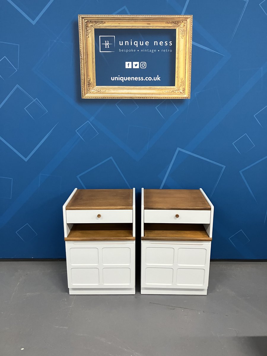 Our local creative team at Uniqueness have revitalised these Nathan Bedside Cabinets, by sanding them back, finishing the wooden surfaces in Frenchic Browning Wax and painting with Frenchic Al Fresco Swanky Pants

£89 Each or £178 for pair

W: 52cm H: 76cm D: 46cm