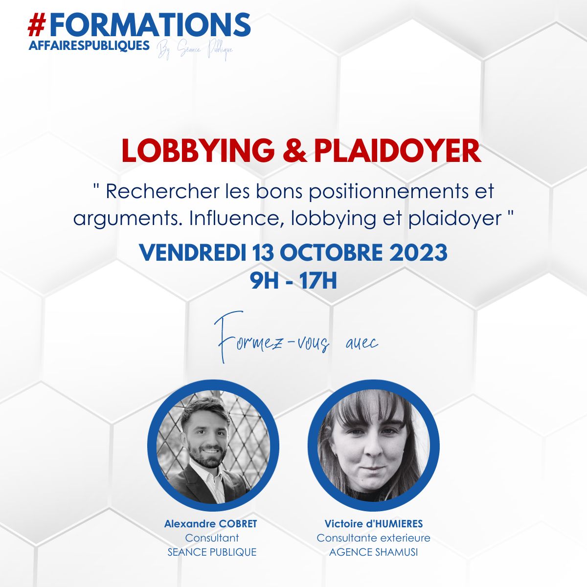 [Lobbying &amp; Plaidoyer, formez-vous avec Alexandre et Victoire !] ⭐
Comment mieux commencer le mois d'octobre qu'avec une formation SEANCE PUBLIQUE ? 😁

RDV le 13 octobre prochain !
Inscription ➡  buff.ly/3ZxUs3f

#formation #affairespubliques #plaidoyer #lobbying