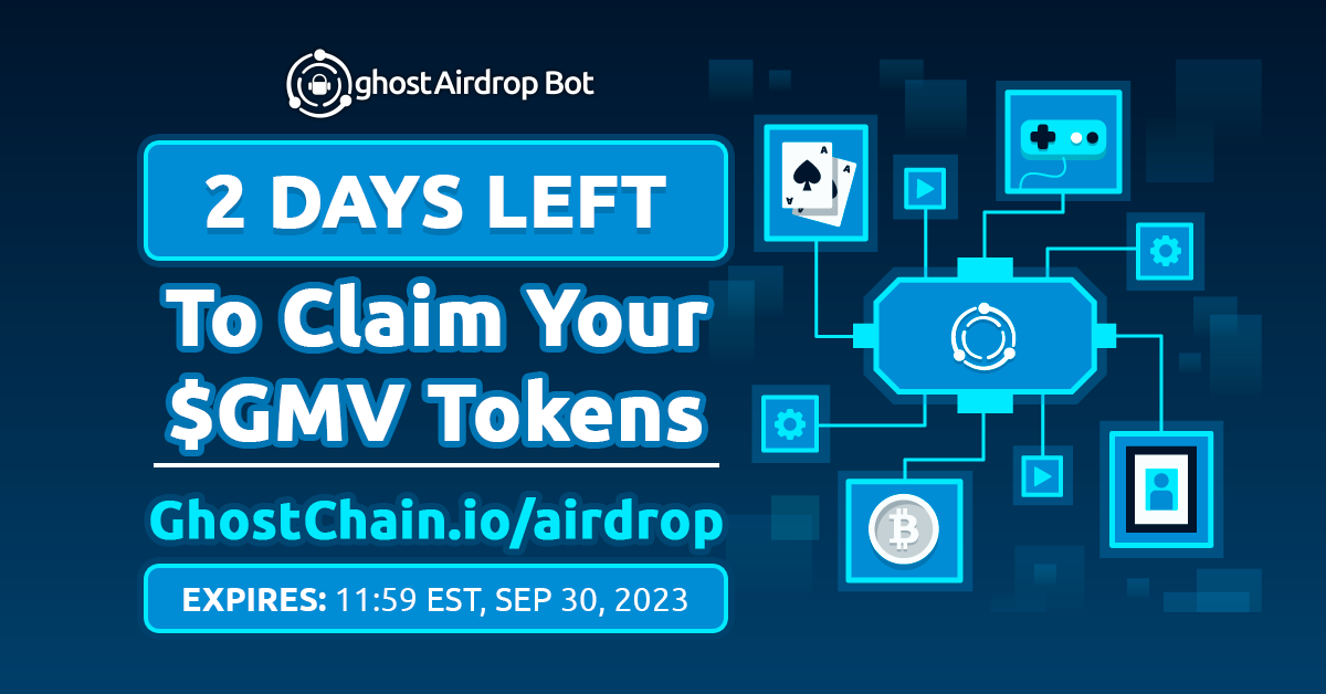 realGhostChain's tweet photo. 🚨GHOST SEPTEMBER SWAP - #GMV points earned though #ghostAirdropBot MUST be claimed by Sep 30 to receive on-chain $GMV tokens👻

Claim your $GMV tokens:
🔗 https://t.co/ScNJBxOmHW

2 Days LEFT!⌛️

#Airdrop #AirdropAlert #GiveawayAlert #AirdropCrypto #defi #NFTFI #gem #GHOSTarmy https://t.co/NoJF1WyyFQ