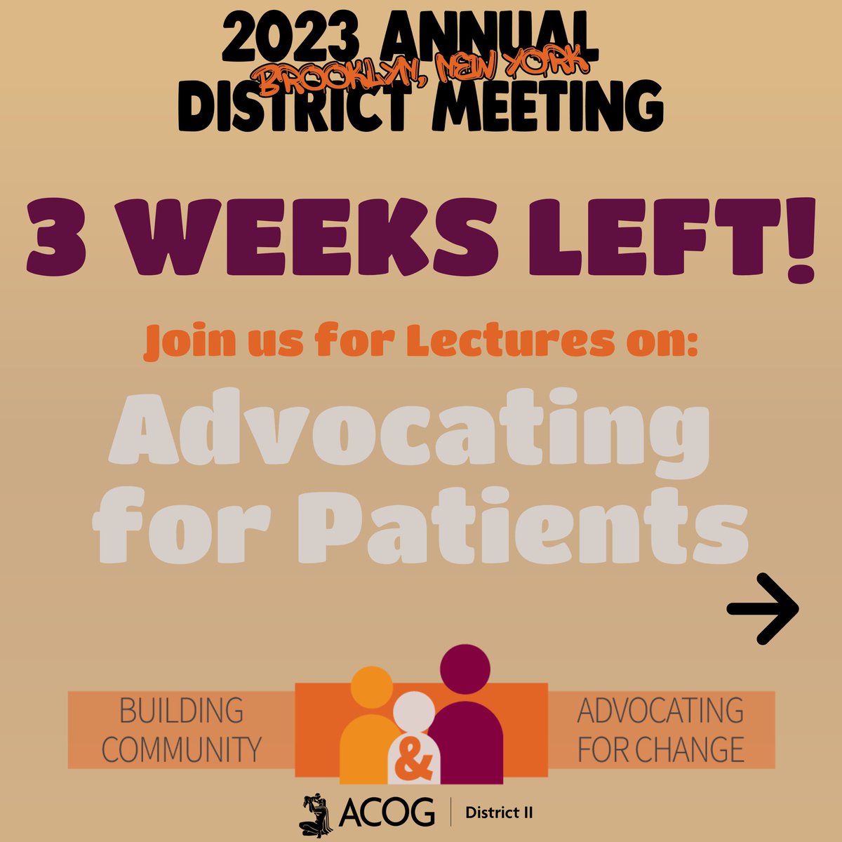 ACOGD2's tweet photo. Just 3️⃣ weeks left until the District II Annual District Meeting 🌟 Join us to learn about advocating for patients from experts on abortion advocacy and working with doulas! Register now 🔗: https://t.co/z0FJnrl5AY https://t.co/R7VkAGMIt3