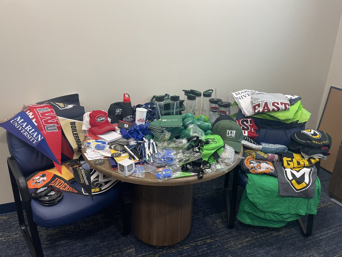 MissDominickDMS's tweet photo. Another successful College Go! Week here at DMS! Thank you to all the Indiana Colleges, Universities, and Community Members that donated goodies for our College Go! Week Celebration! I can’t wait to pass all these awesome prizes out! #collegegoweek2023 https://t.co/tCP0kwWlUR