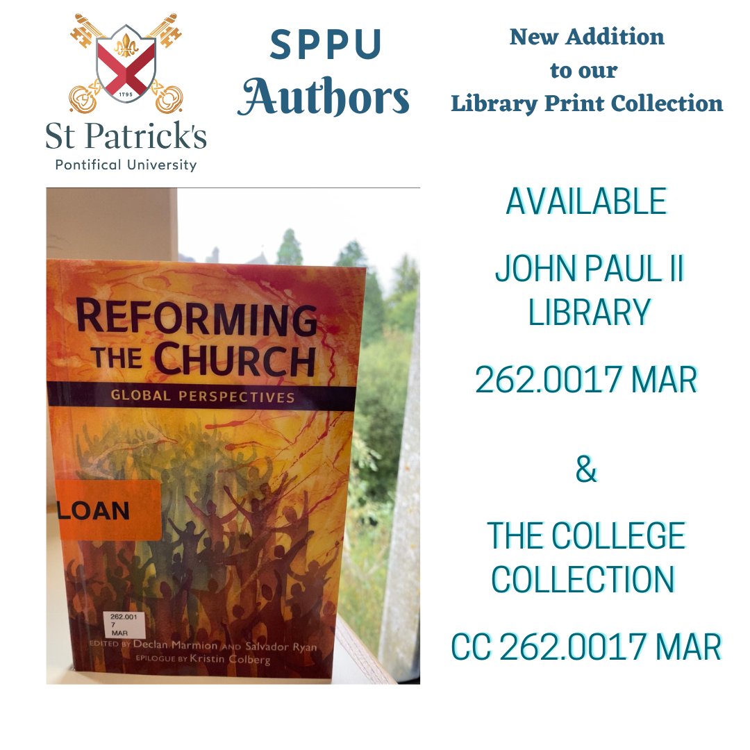 library_MU's tweet photo. New acquisition of a recent publication edited by Rev. Prof. Declan Marmion, S. M. & Prof. Salvador Ryan @SalvadorRyan @StPatsMaynooth
Borrow or browse: check LibrarySearch for details: https://t.co/GzJ1oVtlJo
#MuLibraryNewArrivals
#SPPUAuthors https://t.co/3n3206BbMH