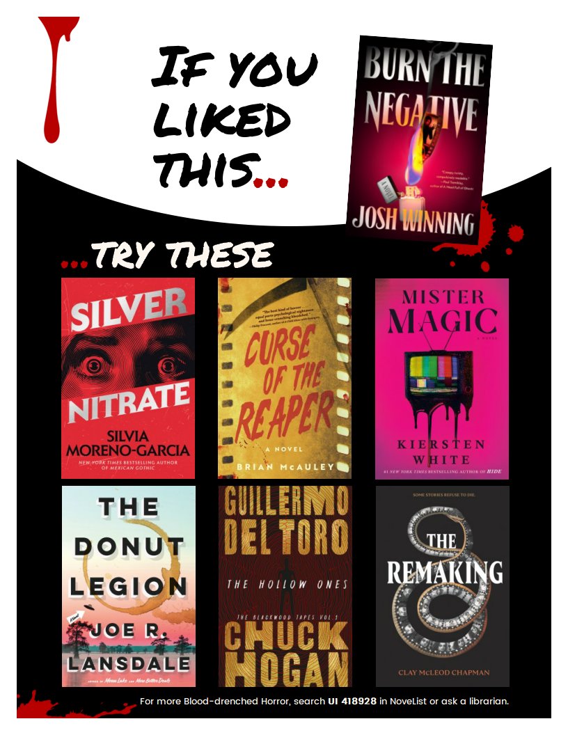 mclsnj's tweet photo. Did you enjoy #BurntheNegative by #JoshWinning? Then try these creepy and compelling #horror #readalikes!

Find them all in our collection!

#books #toread #horrorbooks #newbooks #readers #suspense #njlibraries https://t.co/hVNwwue8ZP