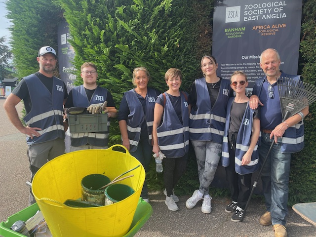 This week, we've been joined by volunteers from @Pureexecrecruit and <a href="/AvivaUK/">Aviva UK</a>.

The groups spent time at Banham Zoo, completing tasks such as weeding areas of the zoo, creating an autumnal display alongside our gardener Andy, and repainting the rails in the car park.