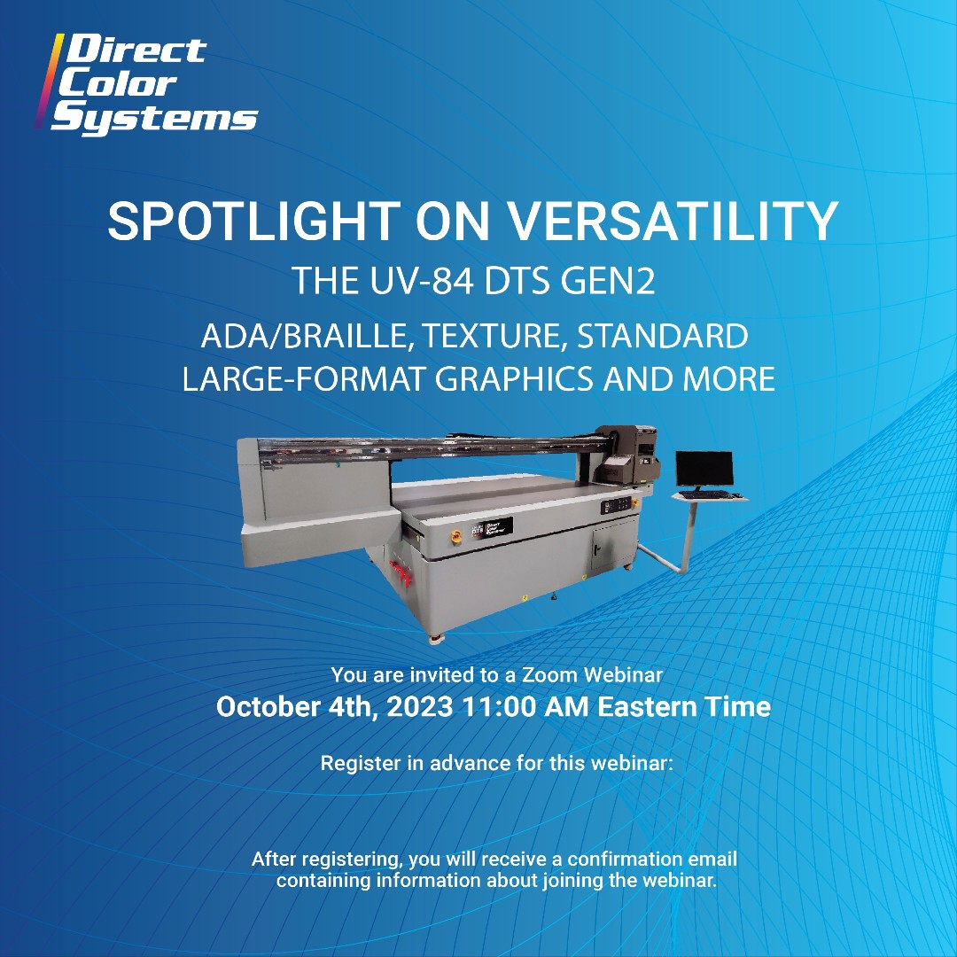 DCS_US's tweet photo. Join us as we showcase the fastest and most economical way to create ADA and Braille signage, unique textured prints and high-resolution large format prints. The UV-84 Gen2 is the fastest ADA and Braille printer on the market.

https://t.co/mUtyfeZ3HQ https://t.co/XEqabE17qS