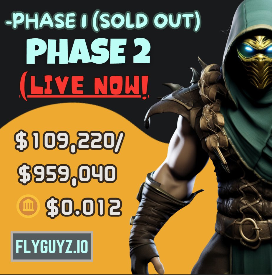 💭#FLYY ✅ Phase 1: $559,440/$559,440 - SOLD OUT! 🅾️Phase 2: $109,220/$959,040 🪙$0.012 (60% Discount) 🚨 Act fast! ☑️Phase 3 price jumps to $0.021. Secure your spot now ➡️ dashboard.flyguyz.io //#FLYY'