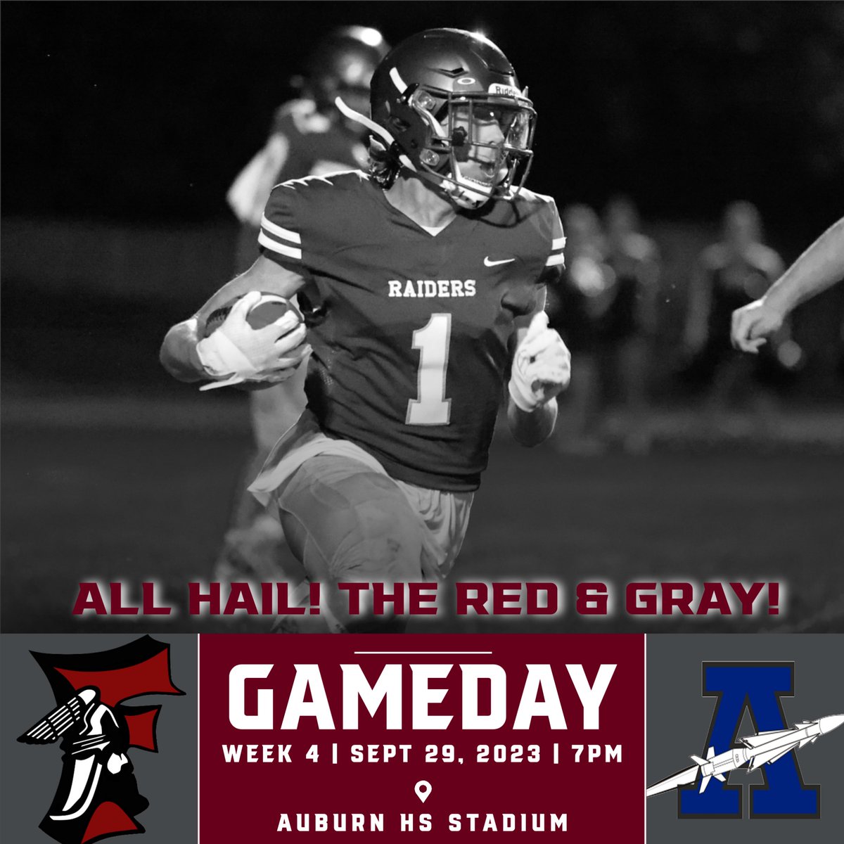 Its a Friday and the bus is loaded for a Red &amp; Gray GameDay!!! Hit the road and join Fitchburg as we travel to Auburn. See you there!!! #AllHailTheRedandGray