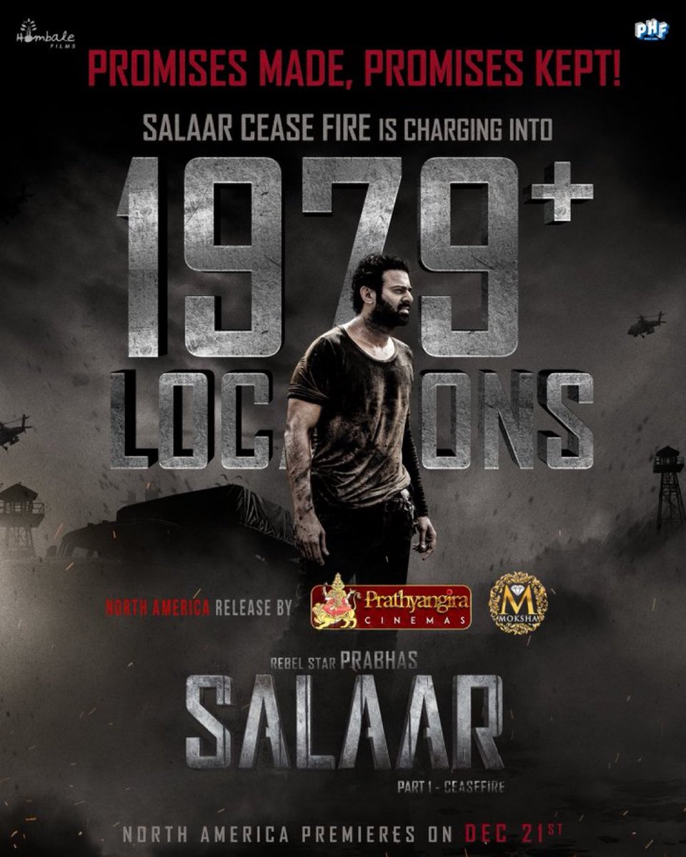 ManobalaV's tweet photo. Despite clash with #ShahRukhKhan's #Dunki, Dinosaur #Prabhas' #Salaar Roar to echo in 1979+ locations in North America.
                                                                                                            
#PrashanthNeel's #SalaarCeaseFire gets a wide release with unmatched 𝘽𝙪𝙡𝙡𝙙𝙤𝙯𝙚𝙧 force.

Expecting a new record for premiere.