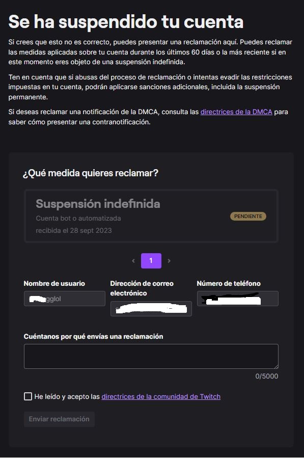 Me desperto y  veo un correo de <a href="/Twitch/">Twitch</a> que me an suspendido la cuenta, me levanto corriendo a ver que pasa...si  baneado...por cuenta bot o automatizada...no entiendo nada solo puedo pensar que el mismo que me hackeo instagram poniendo publi de bitcoins entrara tambien entwitch