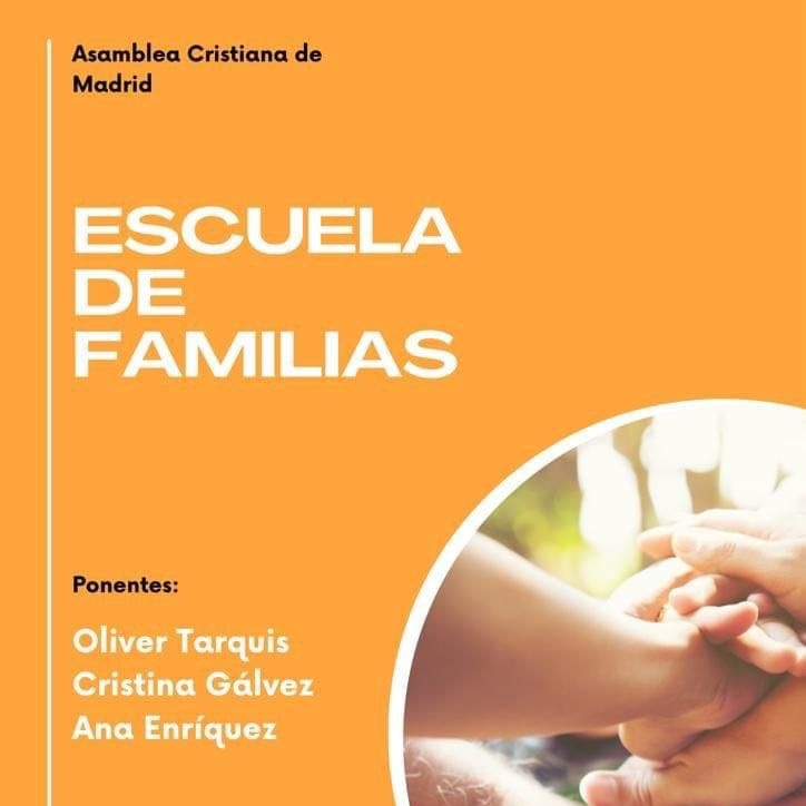 *DÓNDE* : C/Alora 7, bajo posterior. Metro Miguel Hernández.
 *CUÁNDO* : domingos 8, 15 de octubre; domingos 5 y 12 de noviembre.
 *HORA* :  16h a 18.30
 Sesiones:
8 oct.: 0-3 años
15 oct.: 4-6 años
5 nov.: 7-11 años
12 nov: 12-16 años
INSCRIBETE AQUI
escueladefamilias.asambleacristiana.es