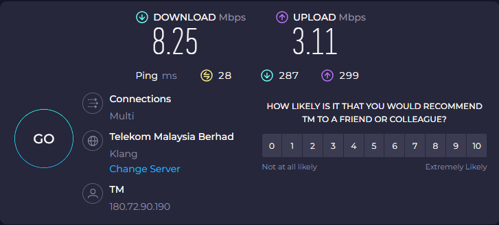 xyes's tweet photo. @unifi what's going on with such low speed on a 300Mbps plan? https://t.co/38Ppkh5zHf