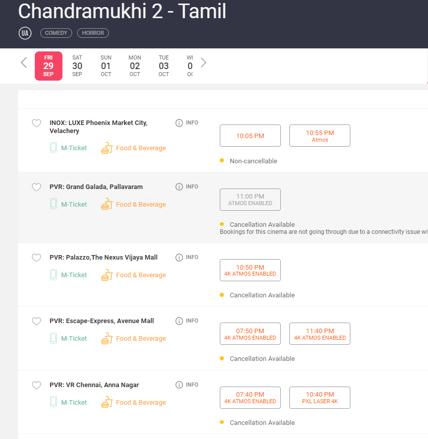 Trendswoodcom's tweet photo. #Chandramukhi2 - Today Night Shows Booking Status✌️ https://t.co/vLEmihRsfH