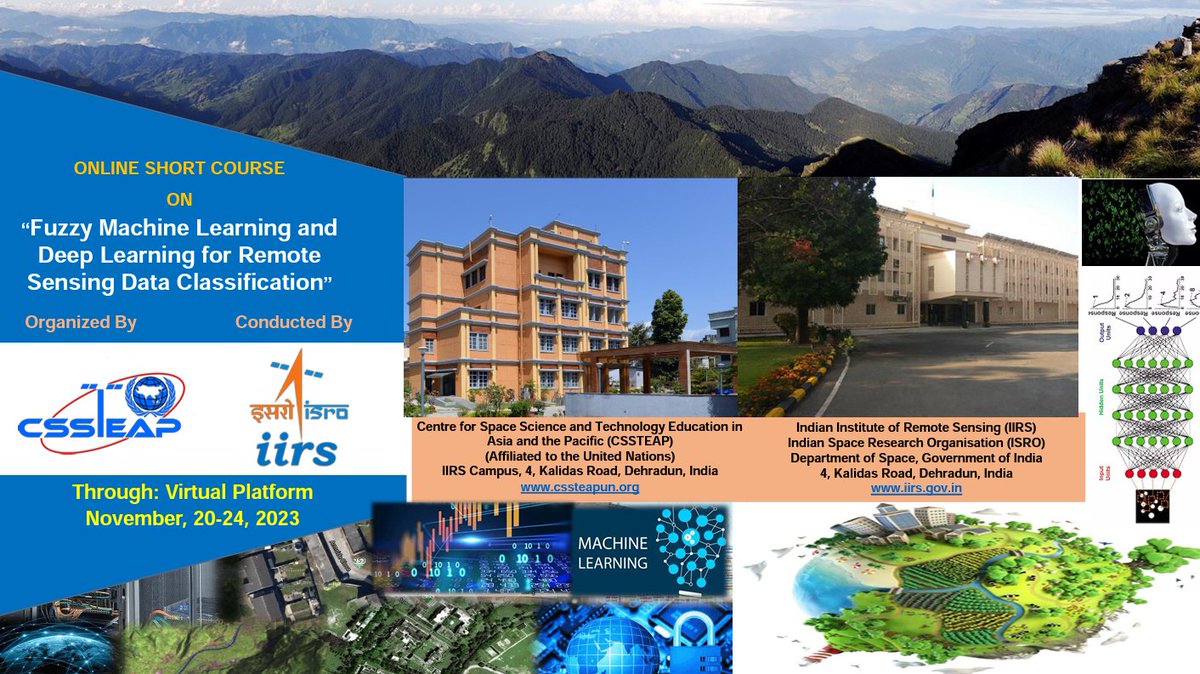 EOTECDevNet's tweet photo. 📣 Exciting Online Course Alert! Dive into the world of "Fuzzy Machine Learning & Deep Learning for Remote Sensing Data Classification." 🛰️🌍
📆 Apply by Nov 1!
🔗https://t.co/gv6bIMaWeZ
#MachineLearning #DeepLearning #RemoteSensing #CSSTEAP #IIRS https://t.co/s7piJ8r87q