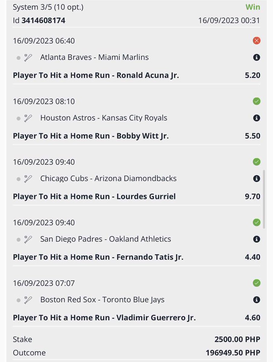 DaddyDadB0d's tweet photo. Here are some of my wins in the past two weeks since I started running this HR model. Let's get some cash tonight.

I tried adding more but It seems like 4 is the image limit with X.

#GamblingTwitter 
#GamblingX https://t.co/gMPOcjlypq