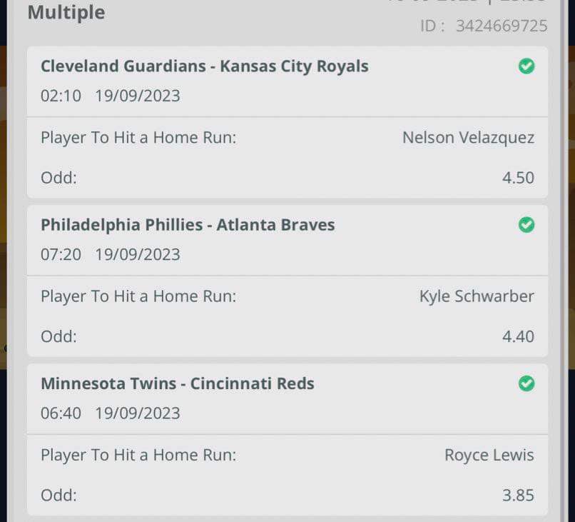 DaddyDadB0d's tweet photo. Here are some of my wins in the past two weeks since I started running this HR model. Let's get some cash tonight.

I tried adding more but It seems like 4 is the image limit with X.

#GamblingTwitter 
#GamblingX https://t.co/gMPOcjlypq