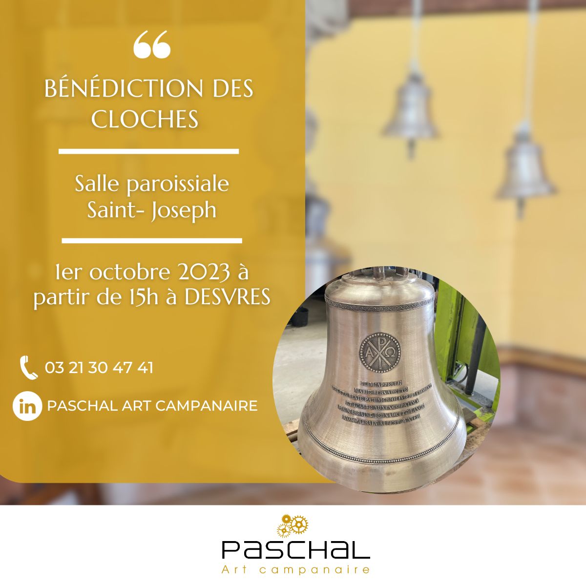 PaschalEnt's tweet photo. MARIE-BERNADETTE est de retour ! 🔔

Vous pouvez venir la découvrir lors de sa bénédiction ce dimanche 1er octobre 2023 à partir de 15h à la Salle paroissiale Saint Joseph (20 rue du 11 novembre à Desvres) 😁

#bénédiction #cloches #artcampanaire #artisanat #hautsdefrance https://t.co/PZqMY4LN9o