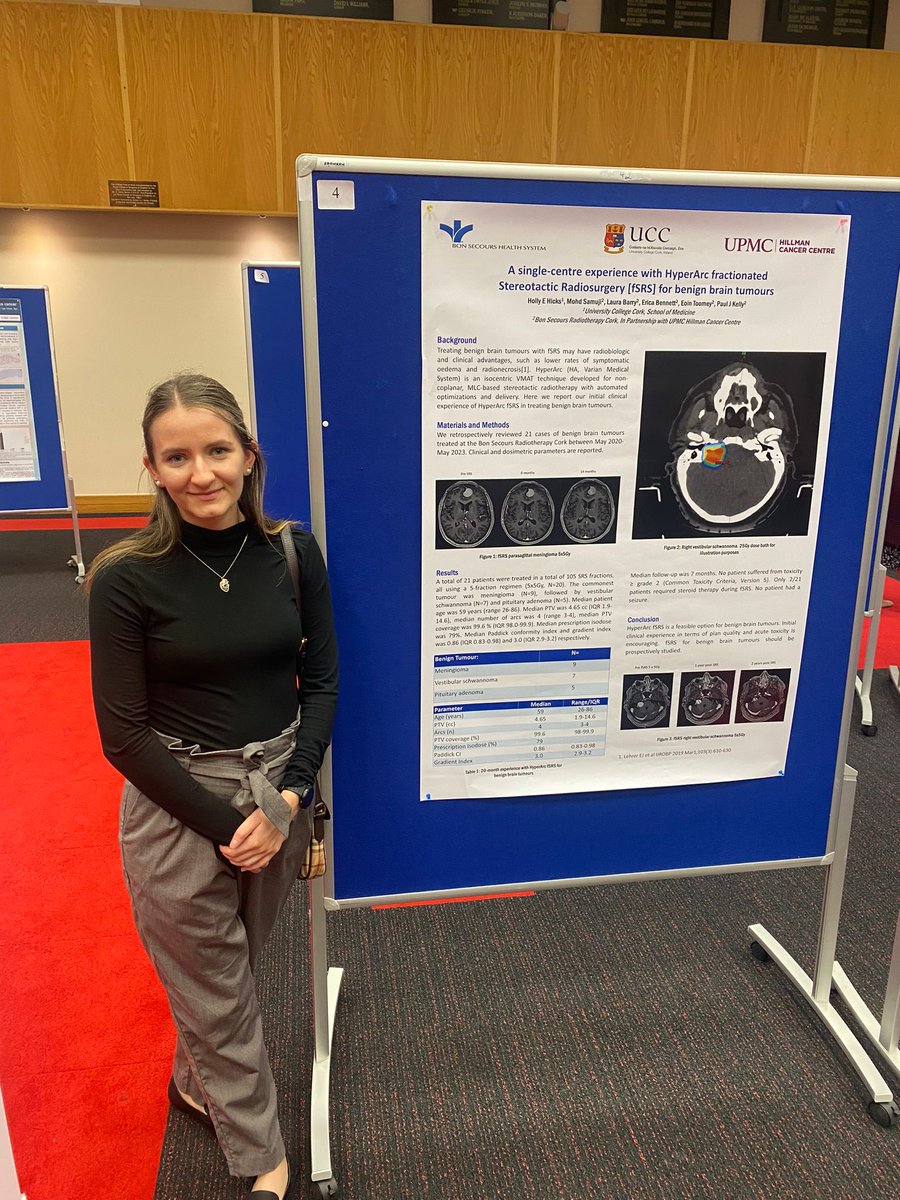 PaulKRadiation's tweet photo. Very impressed with the hard work and dedication of Holly Hicks @UCCMedHealth med student presenting @RCSI_Irl fac of radiologists annual scientific meeting in Dublin today on #HyperArc #SRS for benign brain tumours @BonsCancerCork @UPMCHillmanCC https://t.co/RFYAzIwHV7