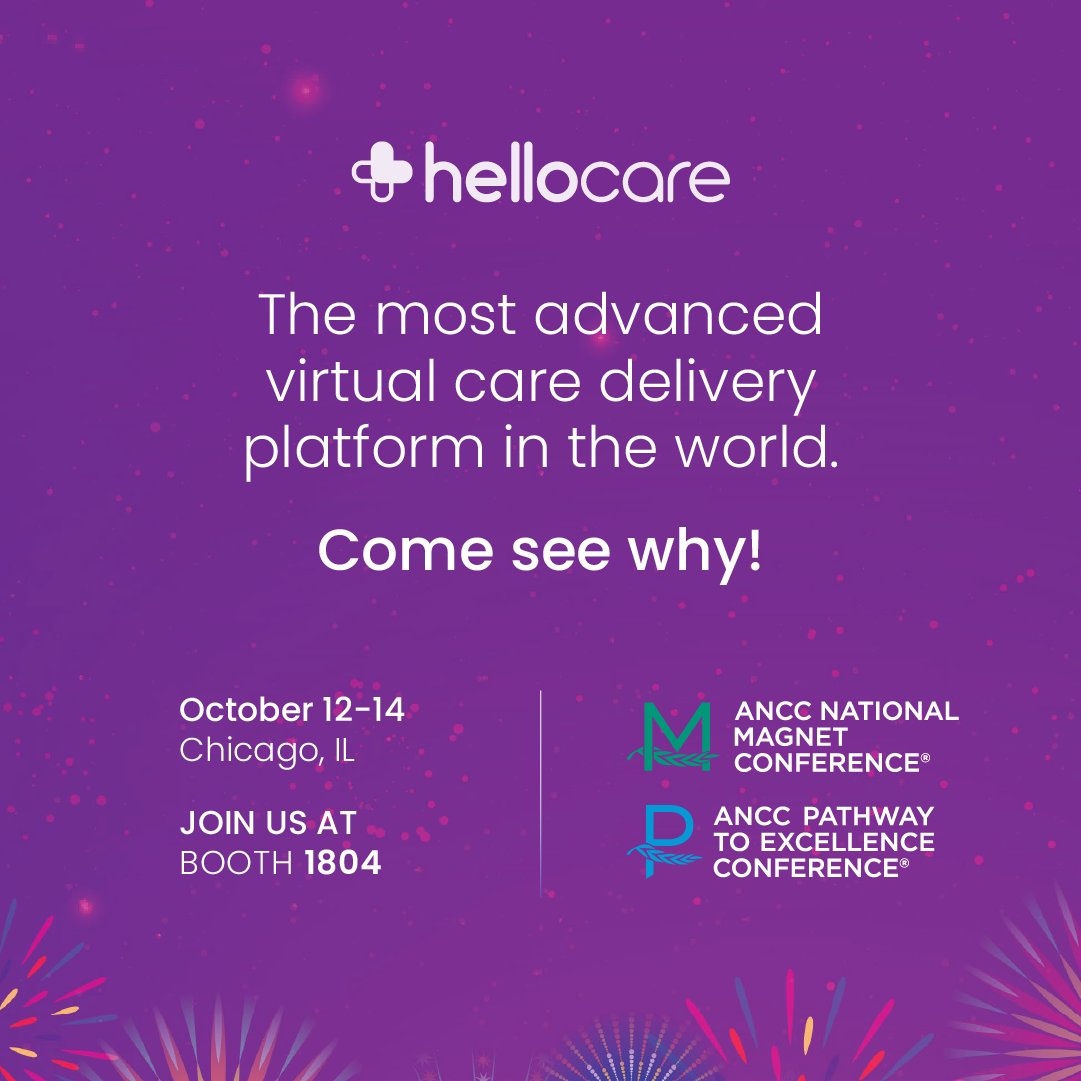 hellocareai's tweet photo. Rise to the future of nursing at ANCC Magnet/Pathway 2023 with hellocare! See our impact on 140+ hospitals and witness a live demo at Booth 1804. Elevate your nursing journey!
#NursePowered #VirtualNursing #TeleSitting #VirtualRounding #hellocare https://t.co/QHpWwcTBrw