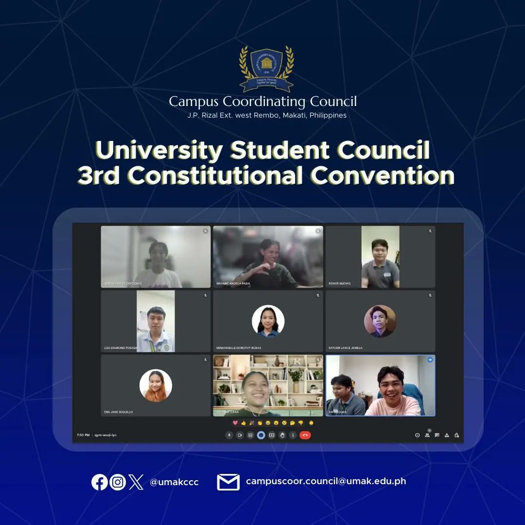 umakccc's tweet photo. Greetings in the name of Unity and Integrity!

𝐈𝐂𝐘𝐌𝐈: The 3rd Constitutional Convention has been concluded this September 29, 2023 through Google Meet together with the University Student Council (USC), Student Judicial Council (SJC), Commission on Student Elections (COSEL)— https://t.co/8i6ZUp5Kem