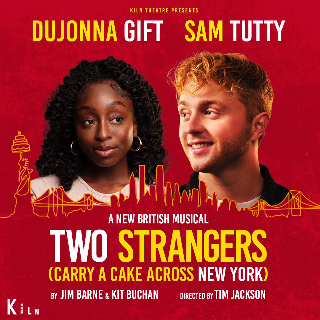 Delighted to share our key-art for Two Strangers (Carry a cake across New York) for @kilntheatre. A new British musical starring @dujonna_ and Olivier Award-Winner @samtutty. 📸 @michaelwharley. Performances start 9 November. #creative #marketing #keyart #we_are_muse