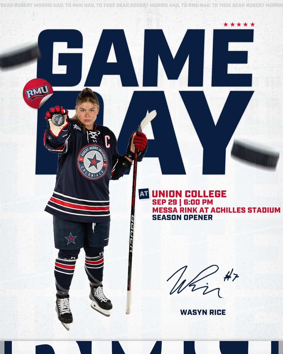 RMUWHockey's tweet photo. TODAY IS FINALLY THE DAY‼️ LET'S GOOOOO😎 

🆚: Union
📌: Schenectady, N.Y. 
🏟️: Messa Rink at Achilles Stadium
⏰: 6:00 p.m.
📺: ESPN+ 
🖇️: https://t.co/ZMIqtrVX0q
📊: https://t.co/I9fOAQoSzX.. 

#BobbyMo | 🔵🏒🔴 | #RMUnite #CHA https://t.co/fcUzLfDZfD