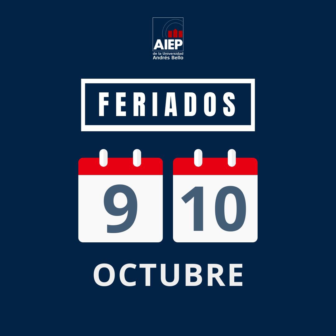 AIEP's tweet photo. #AIEPINFORMA | Estimada #ComunidadAIEP, el día 9 es feriado nacional y el 10 de octubre es feriado institucional, por ello no se desarrollarán actividades académicas para estudiantes de todas las modalidades de estudio.
El miércoles 11 retomamos las actividades con normalidad. https://t.co/eWL33AKMV0