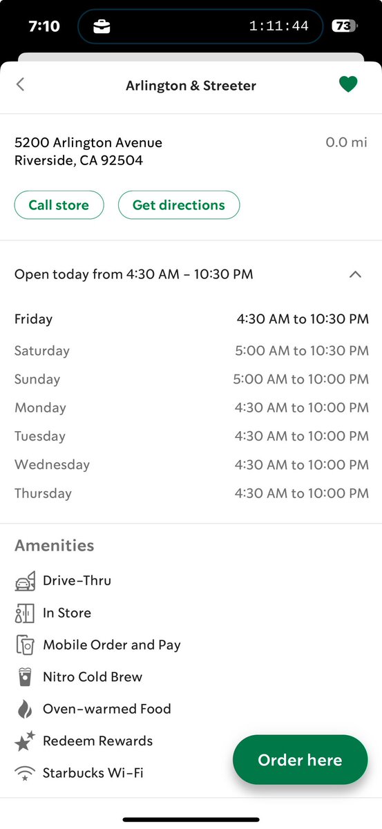 pelisrl's tweet photo. @Starbucks In the store shown in the photo the loddy closes at 8, but from 7:30 they start you have to leave, but in the app it says that they close at 10pm and it doesn’t say that the loddy at 8. https://t.co/BSBvp9YtTE