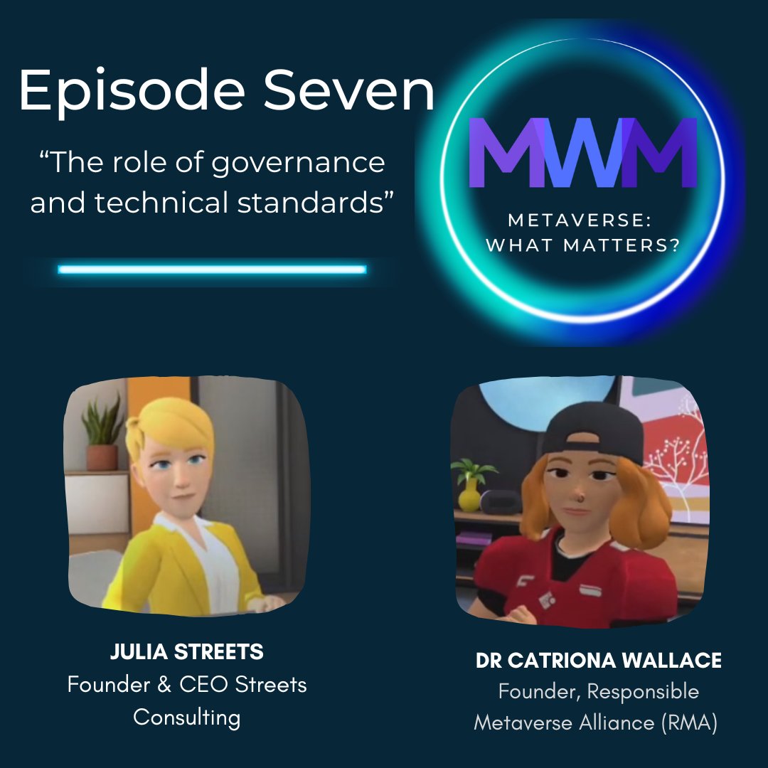 Metaverse: What Matters? (@metaversewm) on Twitter photo #ICYMI Standards are essential for the #metaverse's interoperability and regulation. Join <a href="/catrionawallace/">Dr Catriona Wallace</a>
<a href="/RMA_metaverse/">Responsible Metaverse Alliance</a> & <a href="/streets_julia/">Julia Streets</a> in Episode 7 where they explore the need for responsible handling and governance in the #virtualworld. youtu.be/1dF7UQe47NA #ICYMI Standards are essential for the #metaverse's interoperability and regulation. Join <a href="/catrionawallace/">Dr Catriona Wallace</a>
<a href="/RMA_metaverse/">Responsible Metaverse Alliance</a> & <a href="/streets_julia/">Julia Streets</a> in Episode 7 where they explore the need for responsible handling and governance in the #virtualworld. youtu.be/1dF7UQe47NA