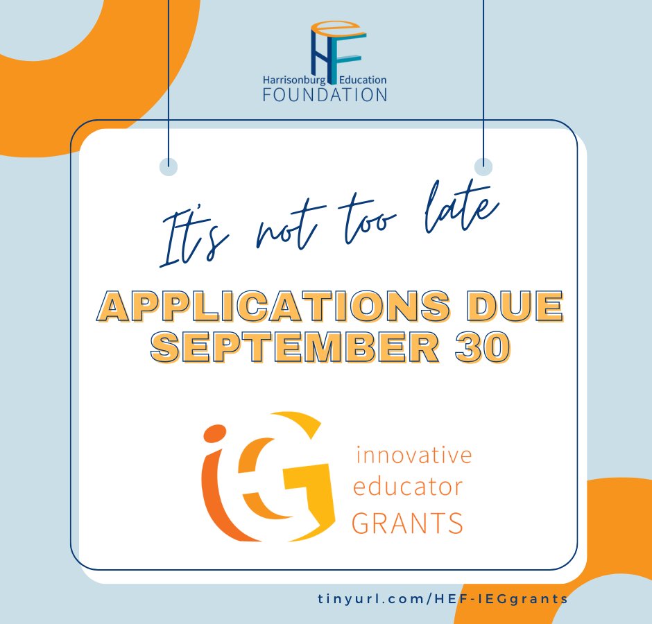 HCPS Educators: Our short application for funding up to $5,000 a project is still open. Submit your idea!  We can't wait to support your innovations.
tinyurl.com/HEF-IEGgrants