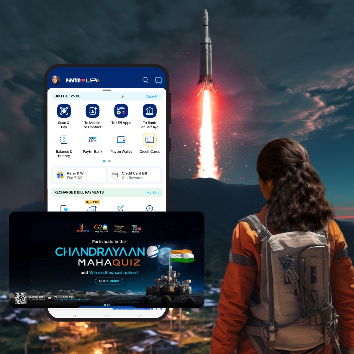 Celebrate India's journey from Earth to the Moon- with #Chandrayaan3Quiz on the #Paytm app! 🚀 In collaboration with <a href="/GoI_MeitY/">Ministry of Electronics & IT</a> and <a href="/mygovindia/">MyGovIndia</a>, we bring you this quiz on India's latest achievement.

Test your knowledge about India's lunar missions and and be part of this