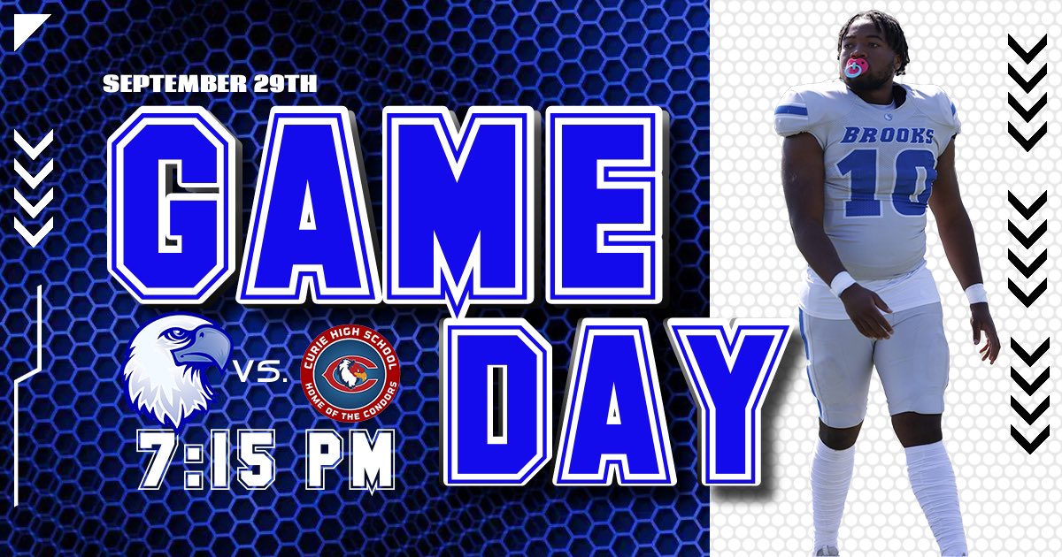 BrooksFBall's tweet photo. ITS GAME DAY EAGLES FANS!

YOUR EAGLES RETURN TO DA NEST TODAY TO TAKE ON @CurieHS TONIGHT! KICK OFF IS AT 7:15PM! COME OUT AND SUPPORT YOUR EAGLES! #EAGLESNATION #BROOKSFOOTBALL #DANEST #CPSFOOTBALL #CPSRED https://t.co/K32uZ1QbL9