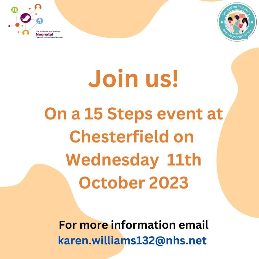 DerbysMNVP's tweet photo. Mark your calendars for October 11th!

Join us for our exciting '15 Steps Event'.

Save your spot and RSVP now by emailing Karen at karen.williams132@nhs.net. 

Let's take these steps together towards a brighter future! https://t.co/ZqptCjs432