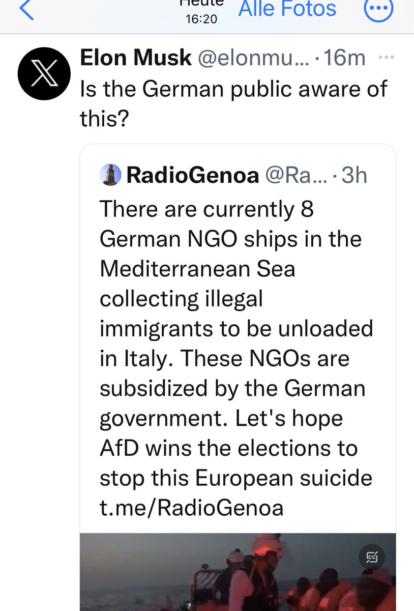 Der Eigentümer dieser Plattform teilt jetzt content der zur Wahl der AfD aufruft