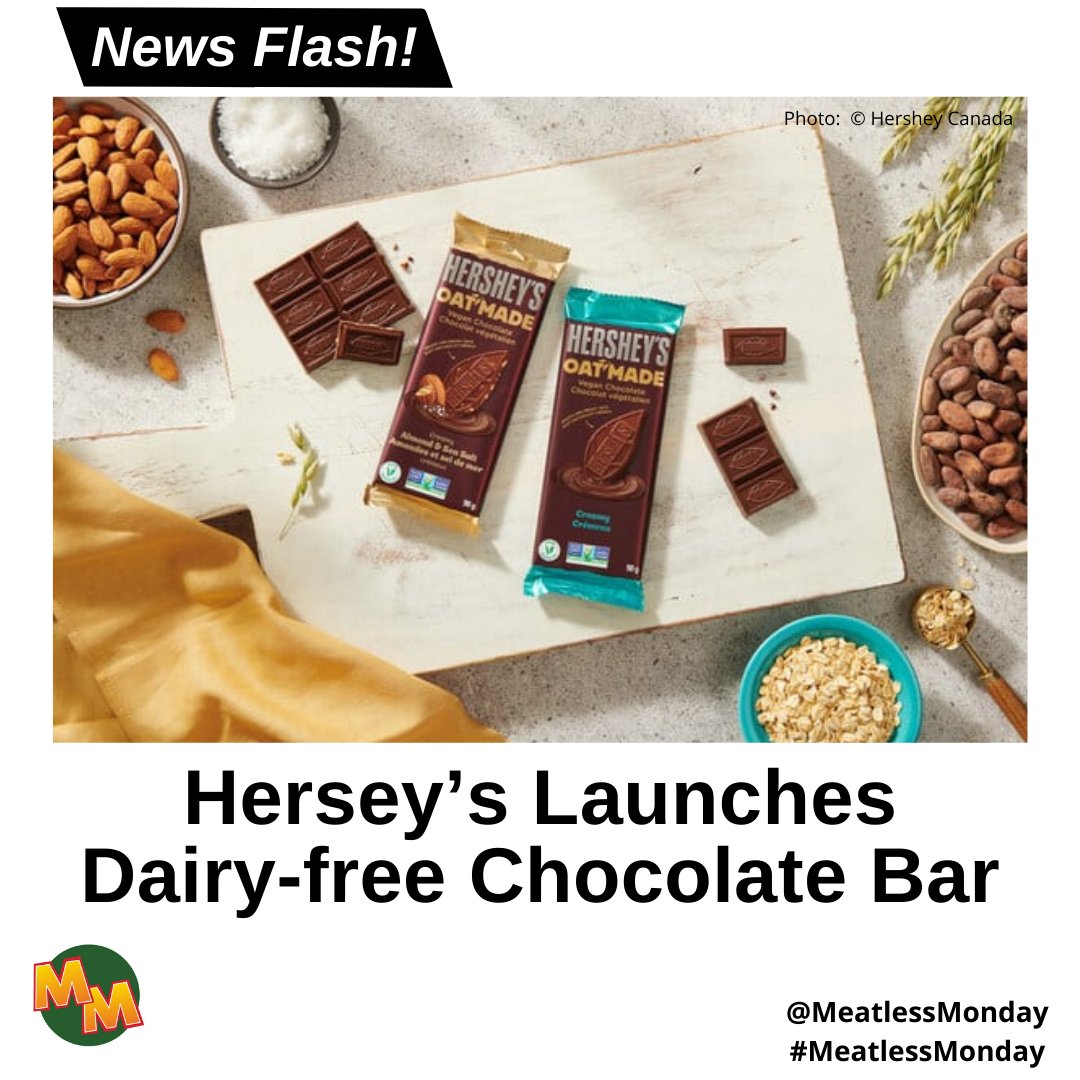 Craving a dairy-free treat? Look no further! @HerseysCanada is making waves with the launch of #Hersheys Oat Made - a plant-based oat milk chocolate bar that promises the same smooth and creamy taste without the animal products. 🌱🍫 #DairyFreeDelight #HersheyOatMade