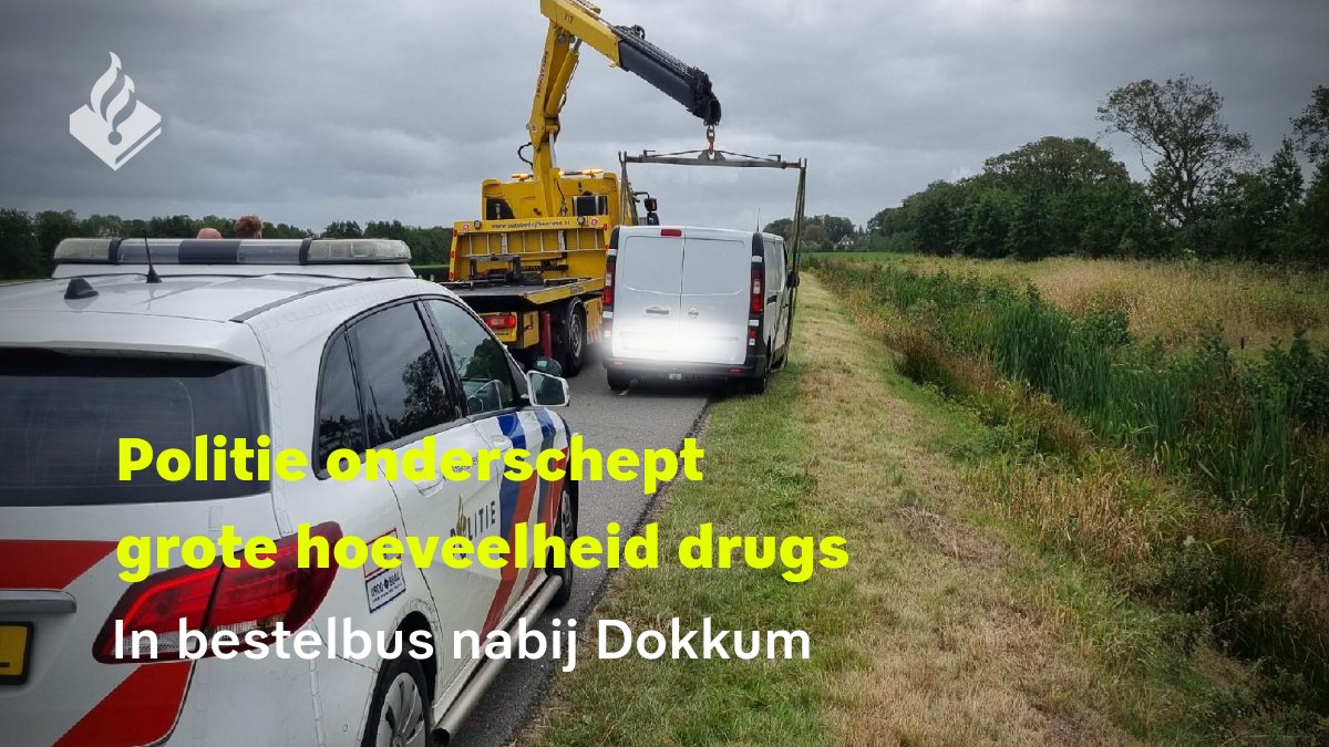 De politie heeft gisteren nabij #Dokkum een grote hoeveelheid verdovende middelen onderschept in een bestelbus. Hierbij heeft de recherche twee verdachten aangehouden. <a href="/POL_Eenheid_NH/">Politie Eenheid Noord-Holland</a> <a href="/POL_Fryslan/">Politie Fryslân</a> politie.nl/nieuws/2023/se…