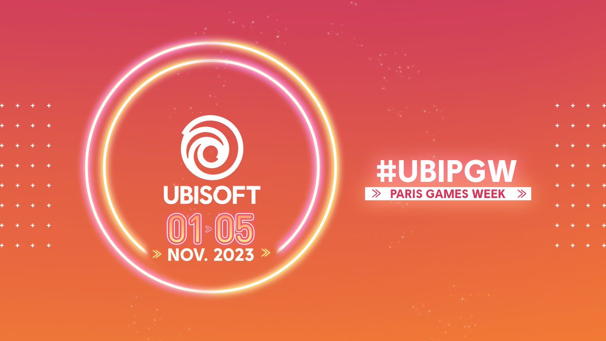 UbisoftFR's tweet photo. Nous serons présents à la Paris Games Week 2023 🕹️

Un stand de 700m² vous attend, accessible à toutes et tous 🫶 Et avec, un line-up entièrement jouable de jeux 100% français 🐓

Rendez-vous en novembre ! 

#UbiPGW https://t.co/3IRBqIkHCV