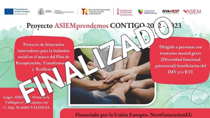 SaludMentalVAL's tweet photo. Hoy finaliza #ASIEMprendemosContigo

Este proyecto, seleccionado por @GVAIgualtat estaba enmarcado en #PilotemCV y se ha financiado por la Unión Europea-NextGenerationEU

Toca despedirse del equipazo que ha hecho posible su ejecución y agradecerles el gran trabajo que han hecho💚 https://t.co/N4enWxWot8