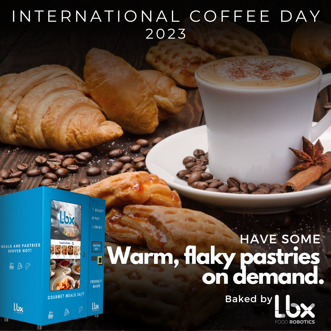 Happy International Coffee Day 2023! 

Our Bake Xpress combination oven will bake your favorite pastry to soft, warm, flaky perfection. It'll taste great with your favorite cup today!

#internationalcoffeeday #coffee #hotfoodvending #bakeryvending #pizzavendingmachine