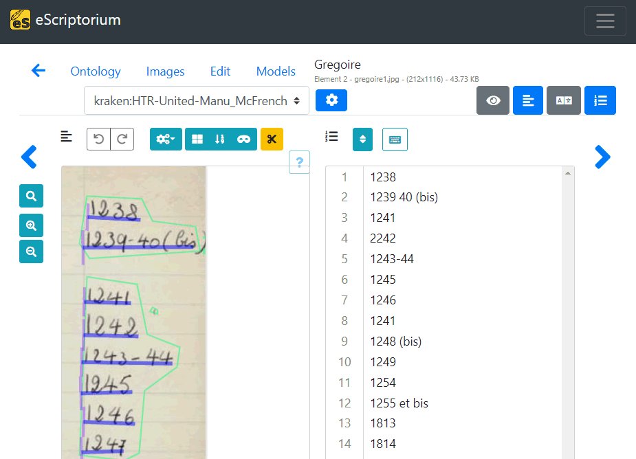 OpendataCH's tweet image. Night shift at #GLAMhack23: Simon Gabay from @unige_en introduces us to eScriptorium for automated transcription of handwritten inventory registers. We segmented the pages into 2 zones and concentrate on the right-hand column, representing object inventory numbers. #openGLAM #MEG