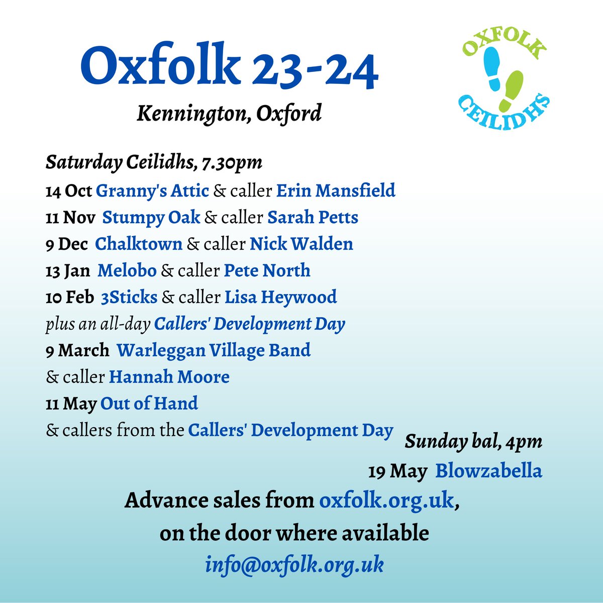 Here’s our line-up for this season at Oxfolk! #ceilidh #folk #Oxford